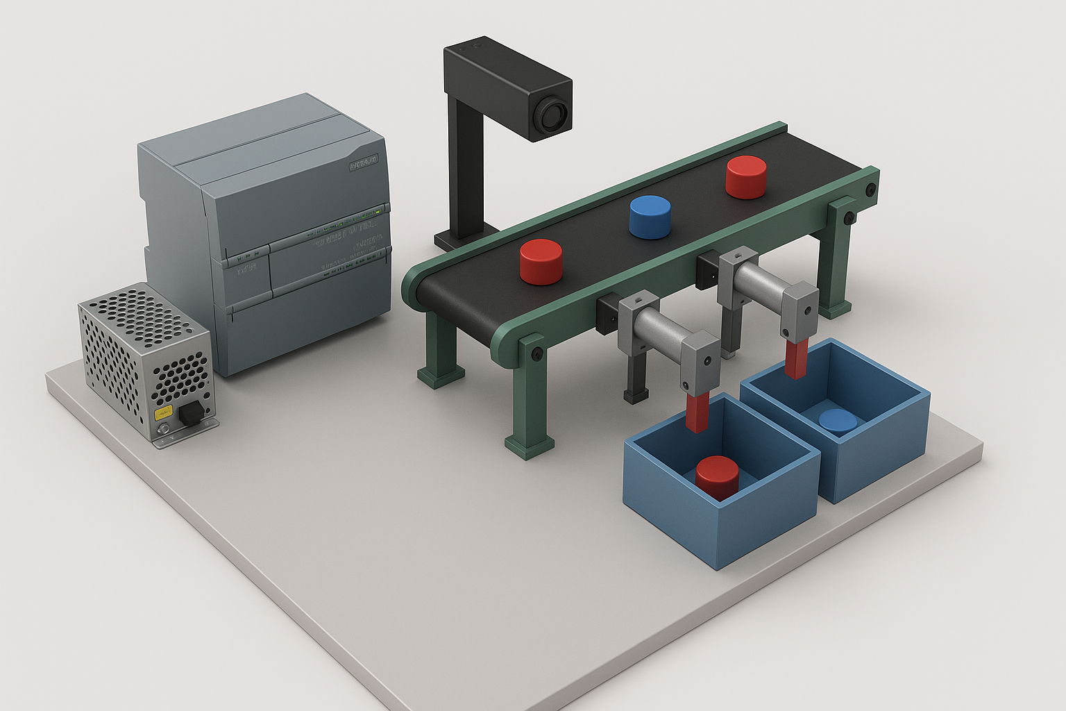 MÔ HÌNH : PHÂN LOẠI SẢN PHẨM THEO MÀU SẮC PLC SIEMENS S7 1200