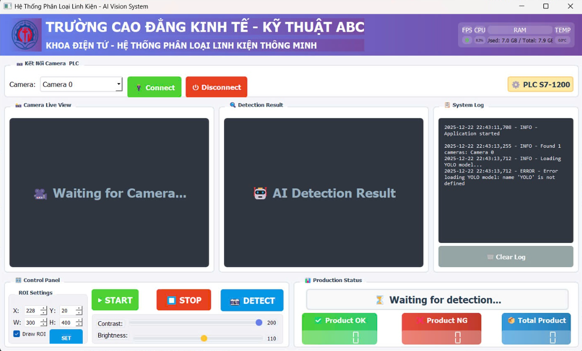 PHẦN MỀM : MÔ HÌNH PHÂN LOẠI LINH KIỆN ỨNG DỤNG YOLO