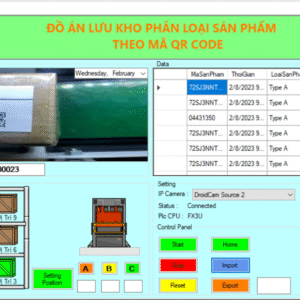 MÔ HÌNH LƯU KHO TỰ ĐỘNG QUÉT MÃ QR PLC MITSUBISHI FX3U